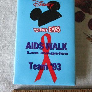 Vintage Disney Volunt Ears AIDS Walk Los Angeles Pin Button Disneyland Team 1993